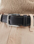 Levi's Loire leather belt with silver logo buckle in black