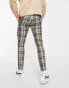 Topman skinny smart trousers in black check