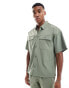 Jack & Jones co-ord oversized nylon utility pocket shirt in khaki