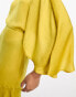 ASOS DESIGN satin flutter sleeve asymmetric hem midi dress in mustard