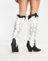 Public Desire Exclusive Rodeo ruched over the knee cowboy boots in black and white