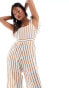 Vila Petite jumpsuit with tie back in spice stripe