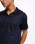 GANT slub linen polo in navy