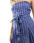 ASOS DESIGN bandeau belted jumpsuit in blue stripe