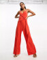 River Island wide leg wrap jumpsuit in orange