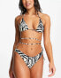 Public Desire zebra tie waist bikini top in black and white