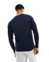 ASOS DESIGN rib henley long sleeved t-shirt in navy