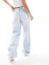 Stradivarius Petite wide leg dad jean in light wash blue