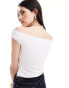 ASOS DESIGN bardot lace trim top in white