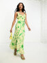 ASOS DESIGN sleeveless plunge neck burnout midi dress in green floral