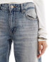 Bershka high waisted wide leg jeans in washed blue