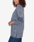 Petite Embroidered V-Neck Hatchi Spacedye Knit Top with Balloon Sleeves