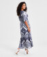 Petite Ruffled-Hem Elbow-Sleeve Maxi Dress