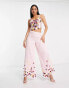 Starlet exclusive embellished wide leg trouser co-ord in vibrant floral