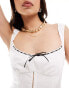 Bershka contrast piping corset top in white and black