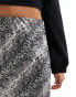 New Look satin midi skirt in snake print