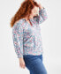 Plus Size Printed Gathered V-Neck Top, Created for Macy's