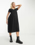 Mamalicious Maternity v neck short sleeve midi dress in washed black