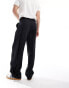 ASOS DESIGN smart wide leg pin stripe trousers with asymmetric waist detail in black