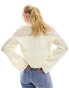 ASOS DESIGN v neck jumper with sheer panelling in cream