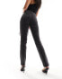 ONLY Emily high waisted rhinestone detail straight leg jeans in washed black