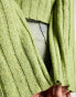 Noisy May slouchy v-neck wide rib knit jumper in green