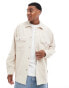 Jack & Jones oversized cord overshirt in beige