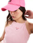 Tommy Jeans cropped ruche racer script top in pink