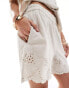 Pieces broderie shorts co-ord in cream