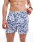 ASOS DESIGN swim shorts in short length in blue floral print