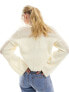 ASOS DESIGN v neck jumper with sheer panelling in cream