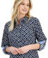 Women's Cotton Circle-Print Roll-Tab Shirt