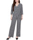 Petite 3/4 Sleeve Printed Belted Jumpsuit