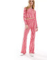 Neon Rose spliced stripe wide leg trousers co-ord in red and pink