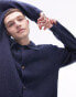 Topman knitted button through cardigan in navy