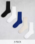 Weekday 5-pack rib socks in black white beige and blue