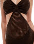 In The Style exclusive crochet cut out cami midaxi beach dress in chocolate