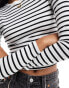 Pull&Bear long sleeved t-shirt in black & white stripe