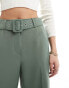 Vila belted high waist tailored trousers in green