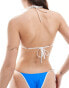 Free Society contrast triangle bikini top in blue and white