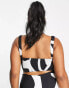 ASOS LUXE Curve co-ord tailored bralet in black & white swirl print