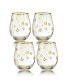 Plum Blossom Stemless 19 oz Wine Glasses, Set of 4