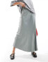 Vero Moda satin ankle length skirt in grey