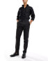 Devils Advocate black patterned slim suit trouser