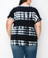 Plus Size Tie Dye Side Button Roll Sleeve Top