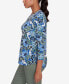 Petite Embellished Split Neck Floral Printed Knit Top