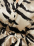 Pieces button up shirt in light brown zebra print