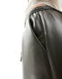 Mango drawstring soft leather look trousers in khaki