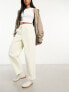 ASOS DESIGN cord barrel leg trouser in white