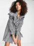 Topshop ruffle check chuck on mini dress in mono